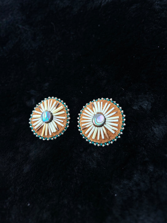 Quill Abalone Circle Studs