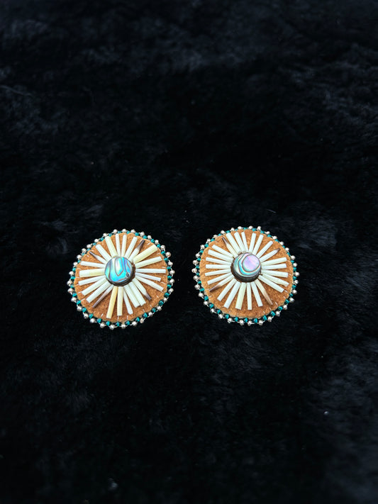Quill Abalone Circle Studs