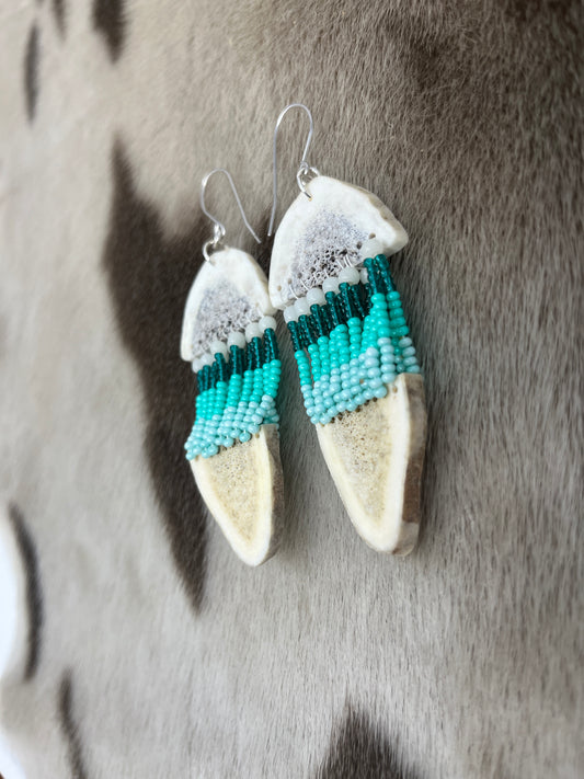 Two Piece Antler & Beads Aqua