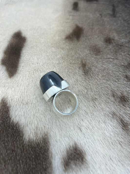 Bison Horn & Sterling Silver Ring