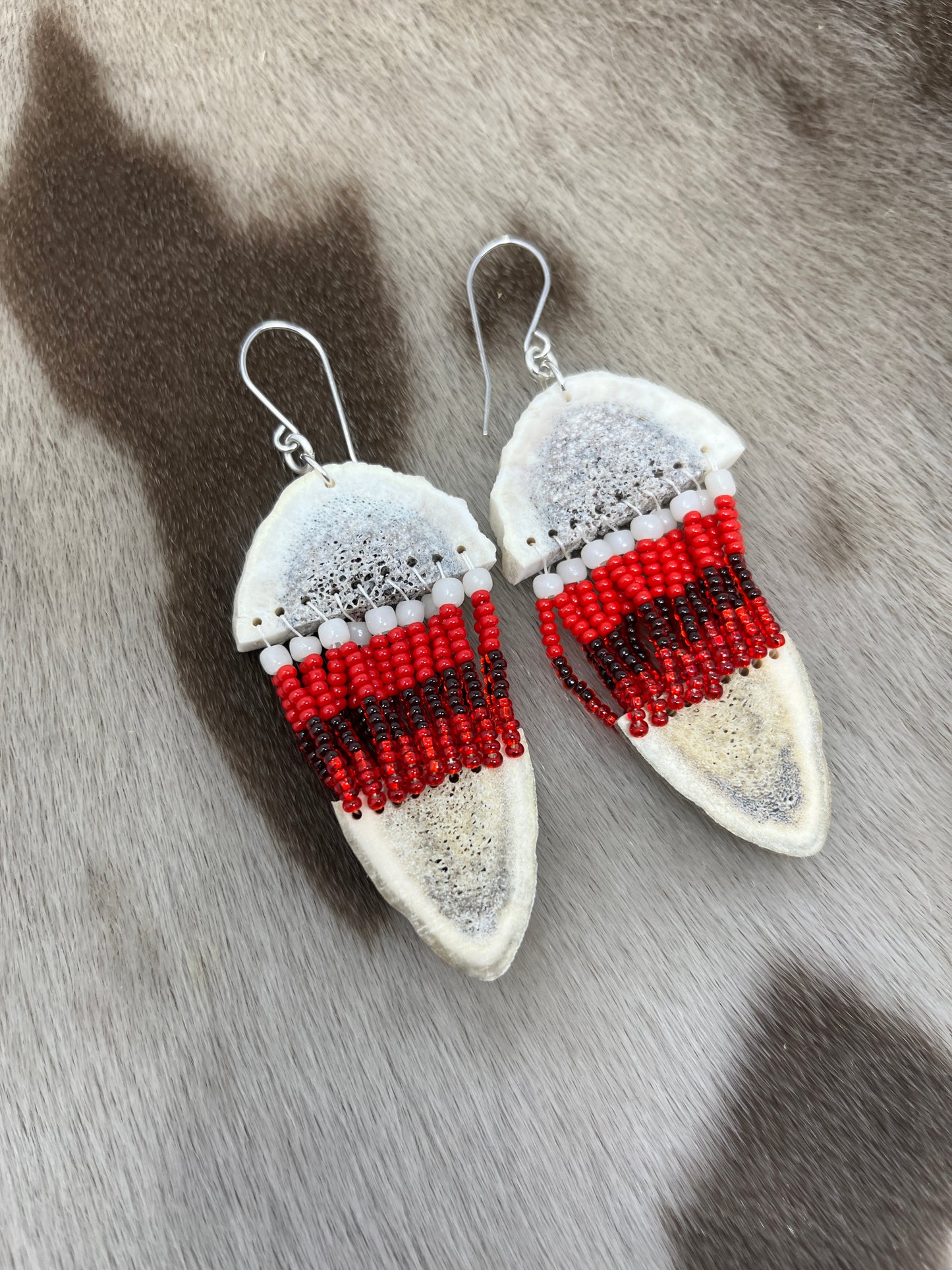 Two Piece Antler & Beads Red