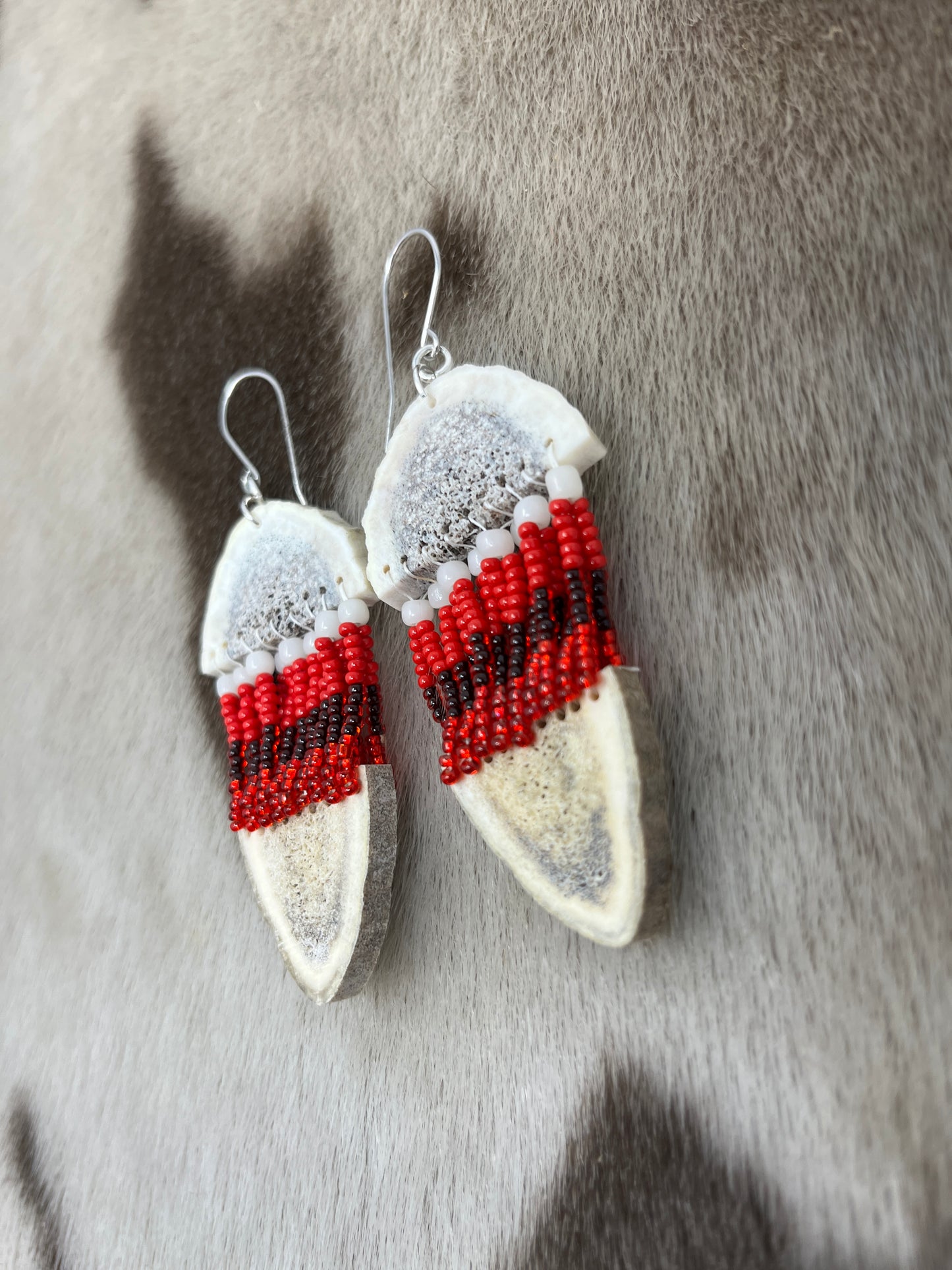 Two Piece Antler & Beads Red