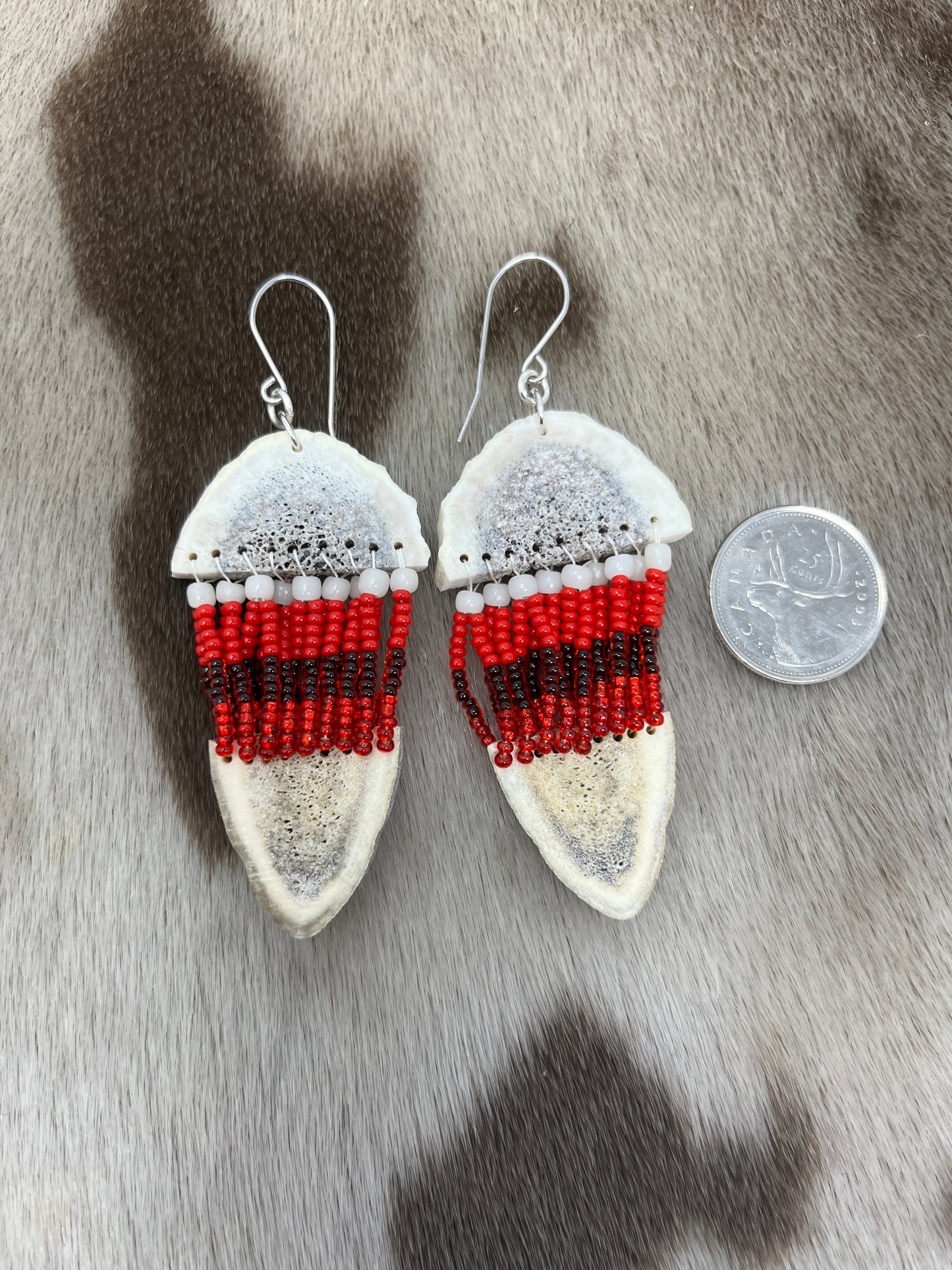 Two Piece Antler & Beads Red