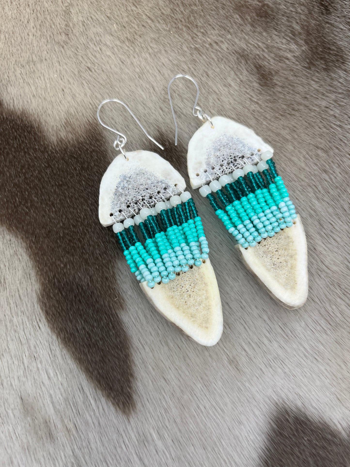 Two Piece Antler & Beads Aqua