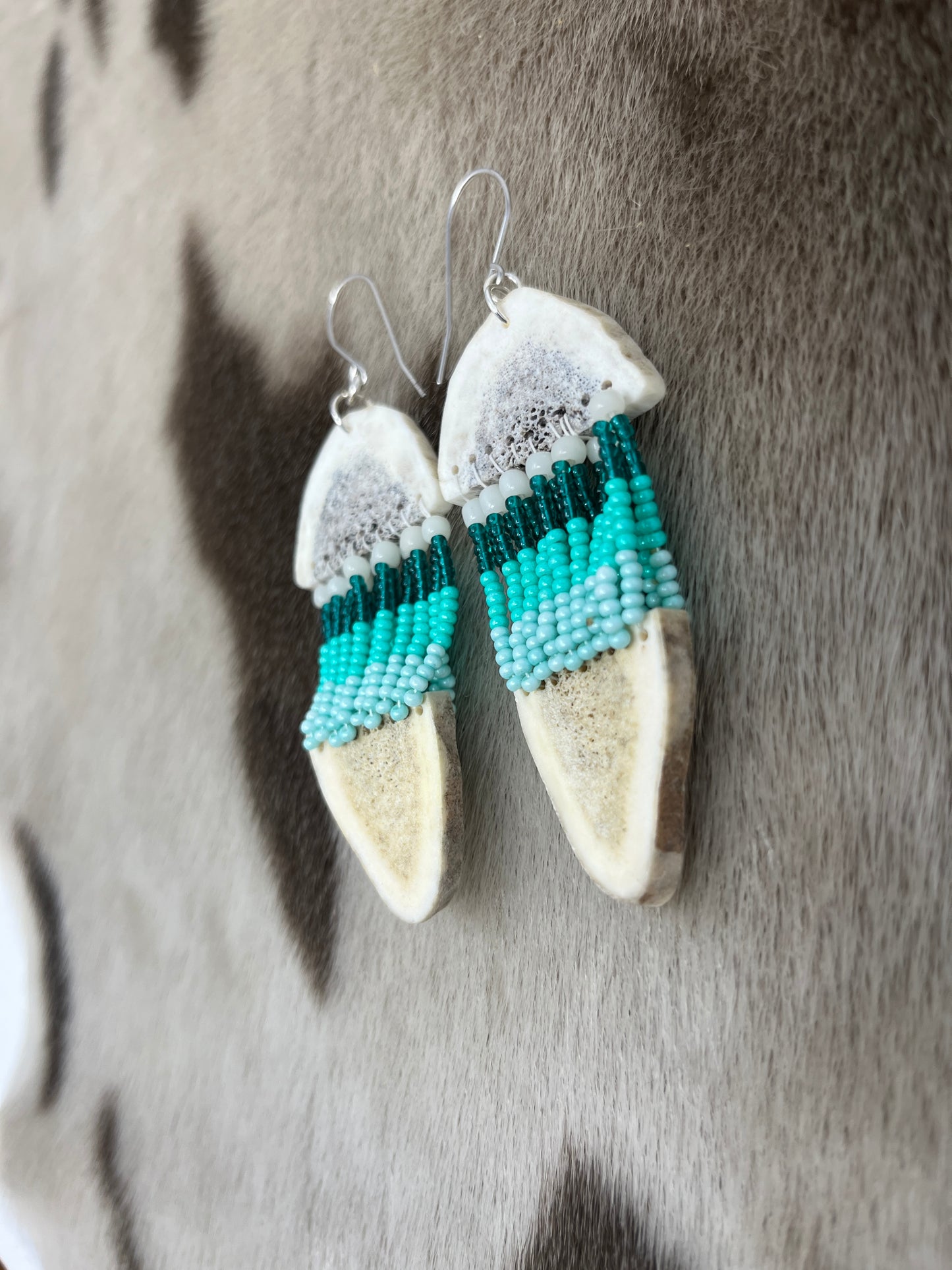 Two Piece Antler & Beads Aqua