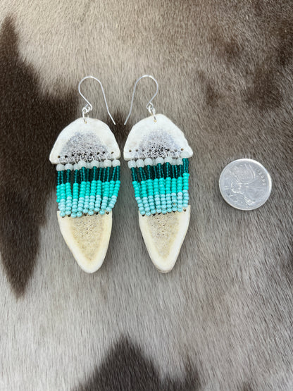 Two Piece Antler & Beads Aqua