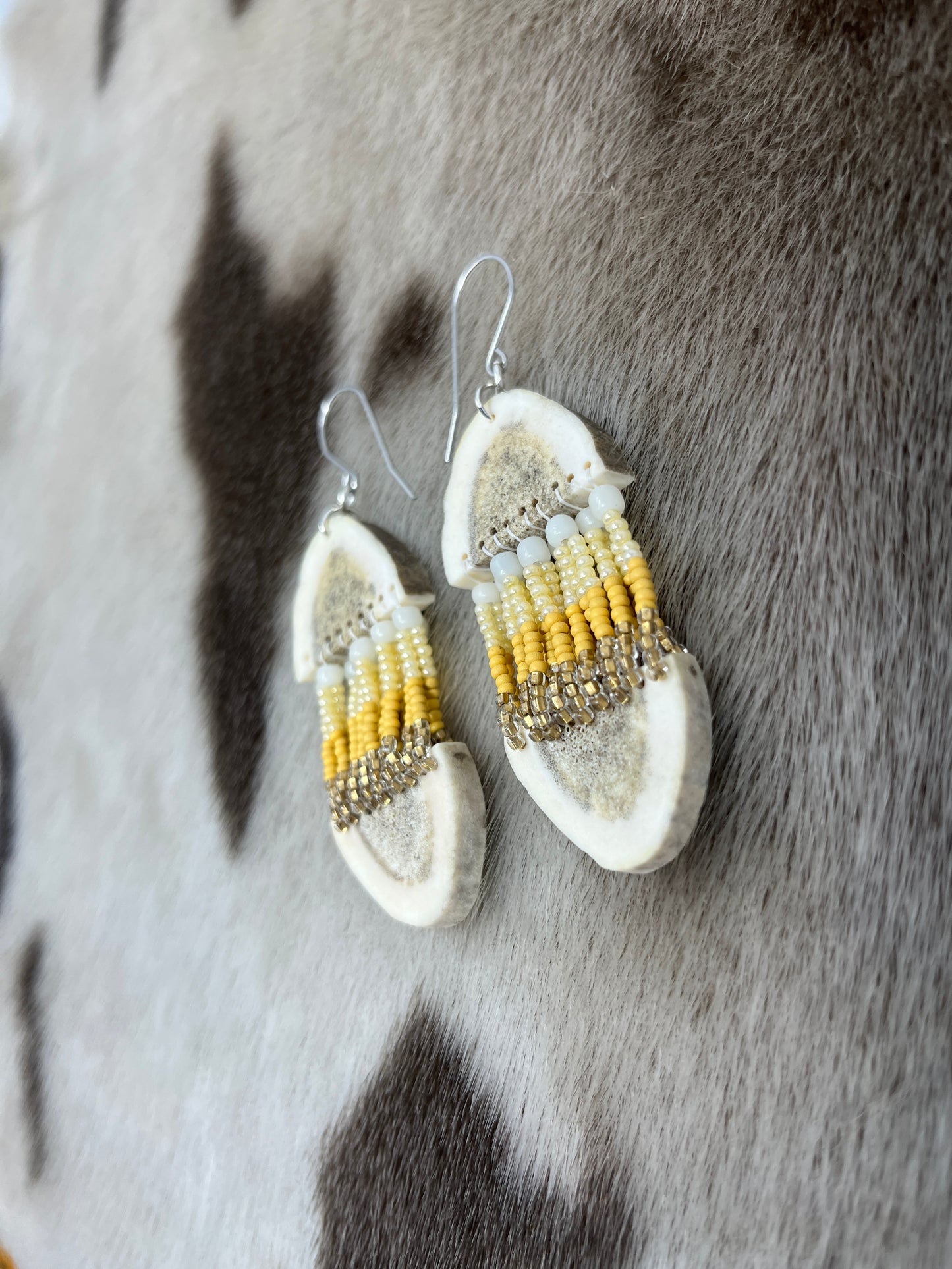 Two Piece Antler & Beads Yellow